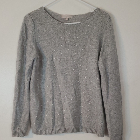 Benedetta B Sweaters - Benedetta B. Merino Wool Cashmere Blend Grey Scoopneck Sweater Size XL Polkadots